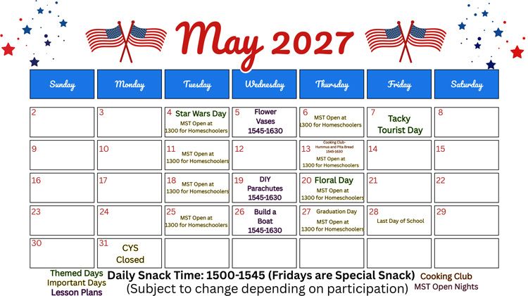 MST May Calendar