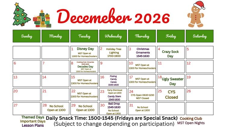 MST December Calendar